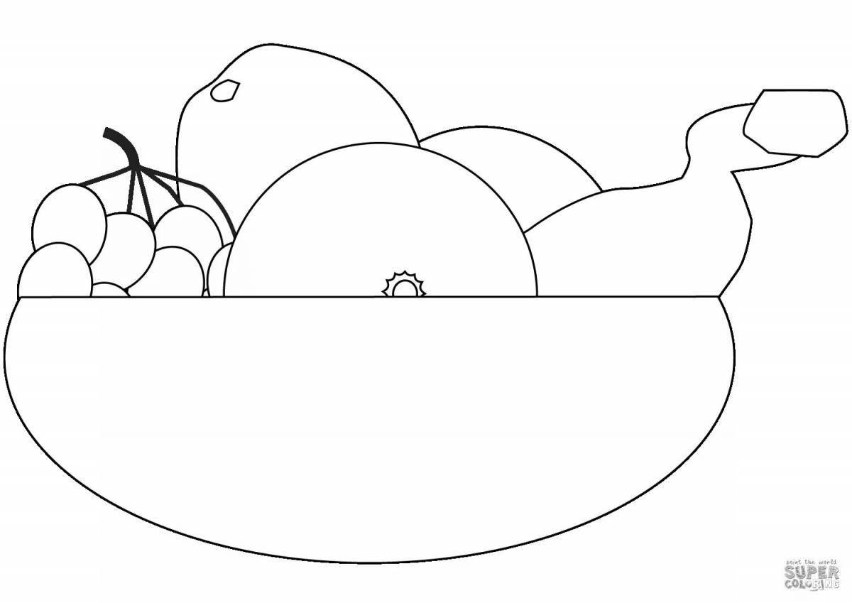 Coloring for kids playful empty fruit bowl