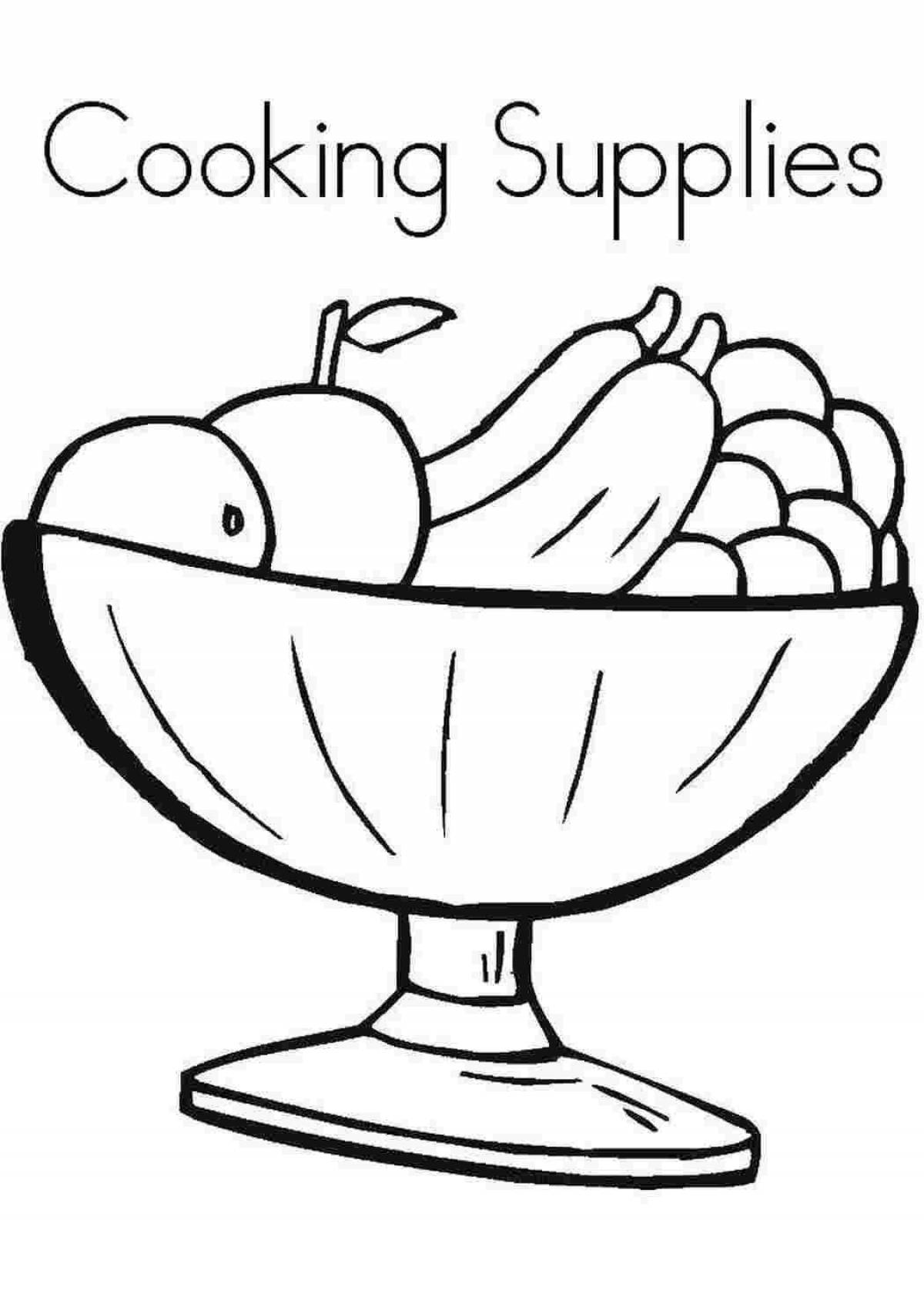 Cute fruit bowl empty coloring book for kids