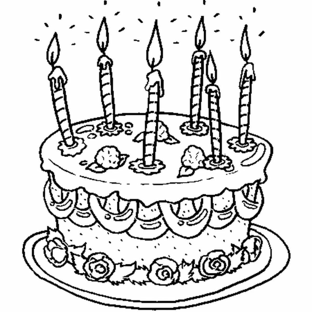 Birthday cake coloring book for 6-7 year olds