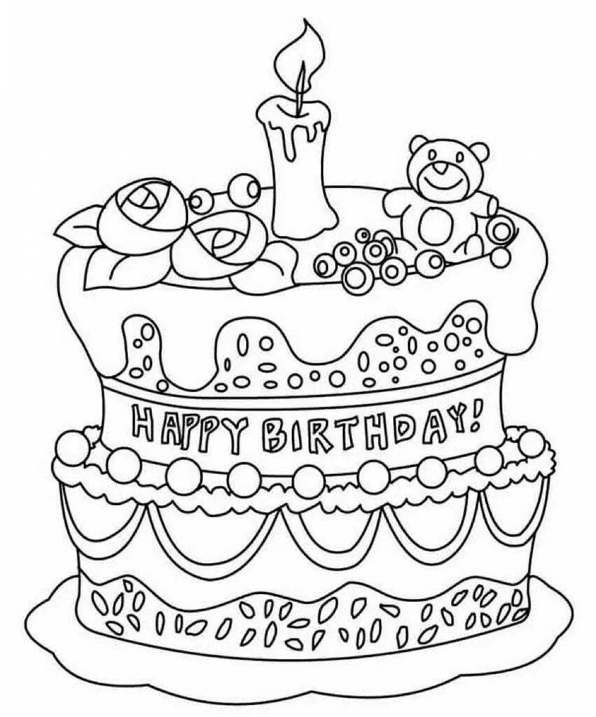 Birthday cake coloring book for 6-7 year olds