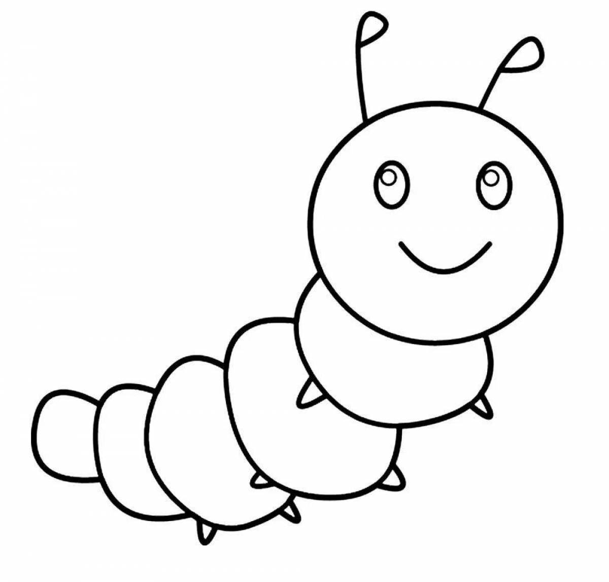 Яркая гусеница-раскраска для детей 2-3 лет