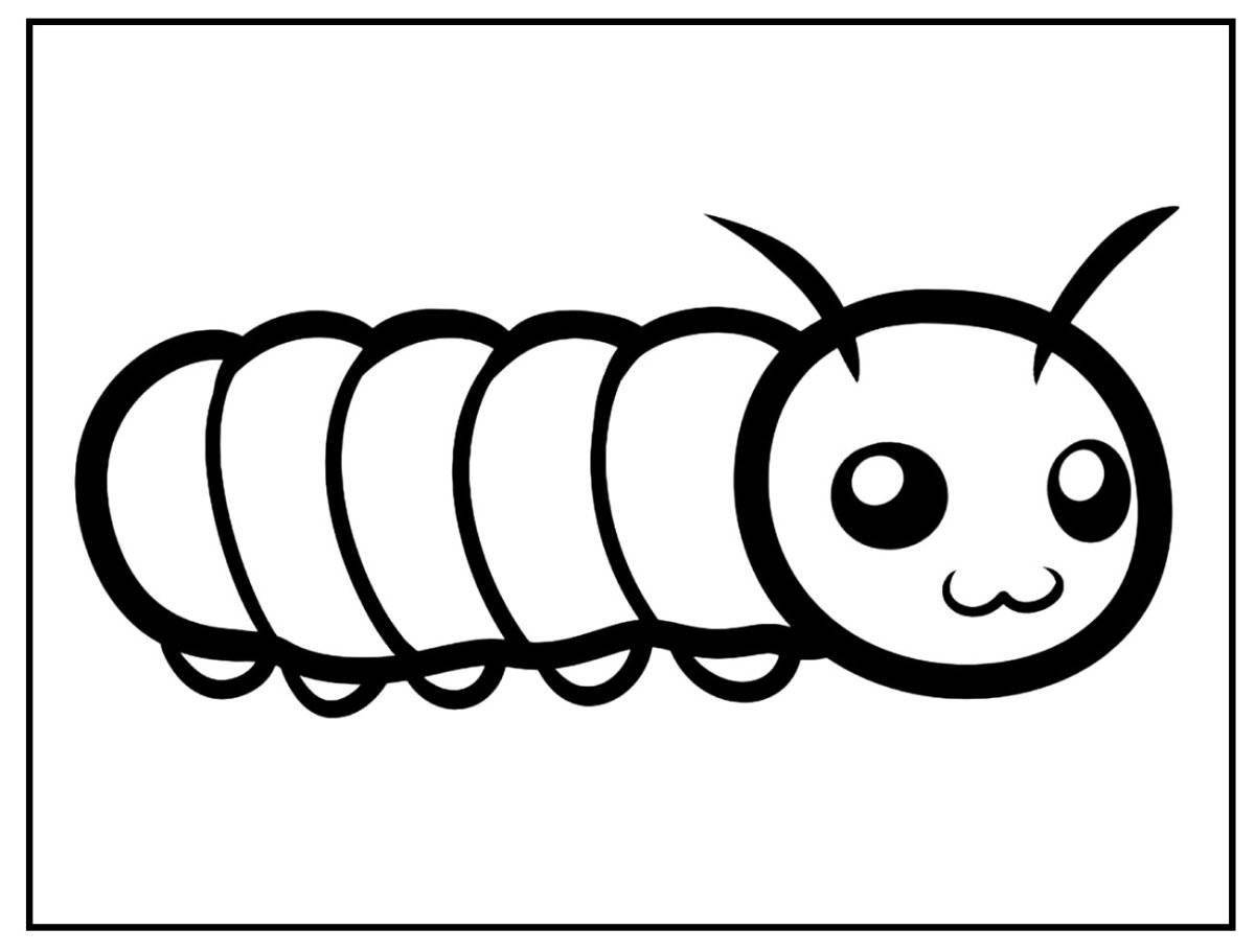 Coloring book happy caterpillar for kids