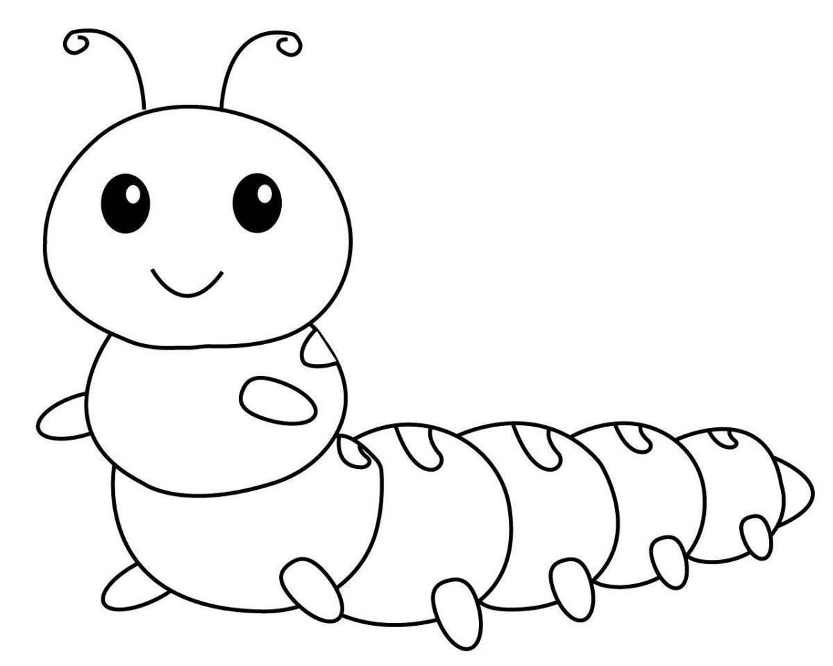 Анимированная раскраска гусеница для дошкольников