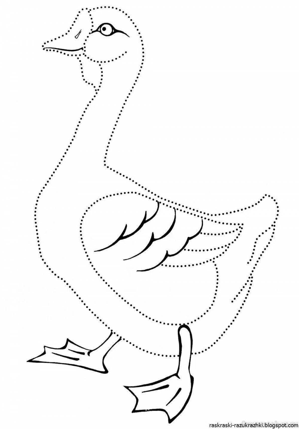 Fancy goose coloring book for 3-4 year olds