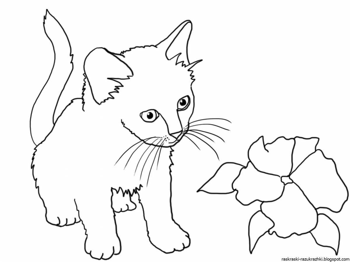 Fun coloring cat with kittens