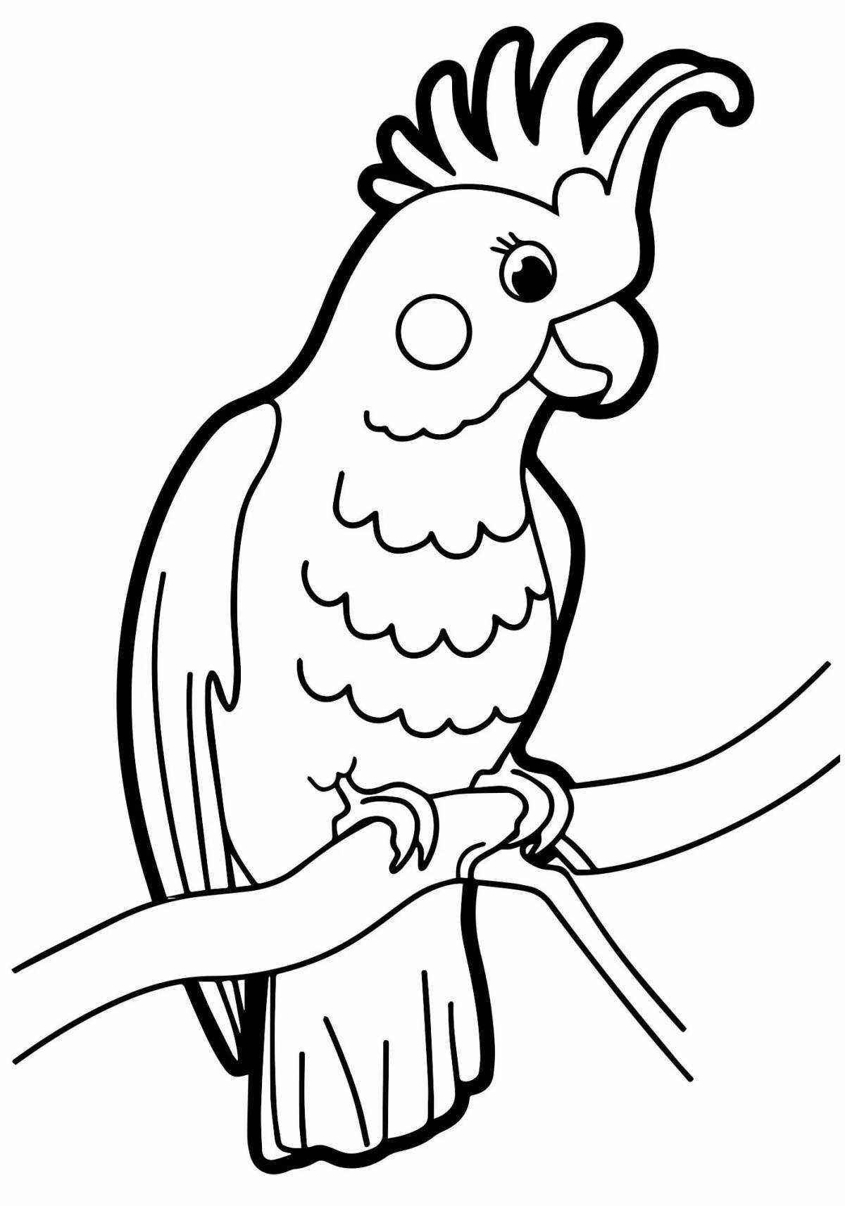 Очаровательный попугай-раскраска для детей 3-4 лет