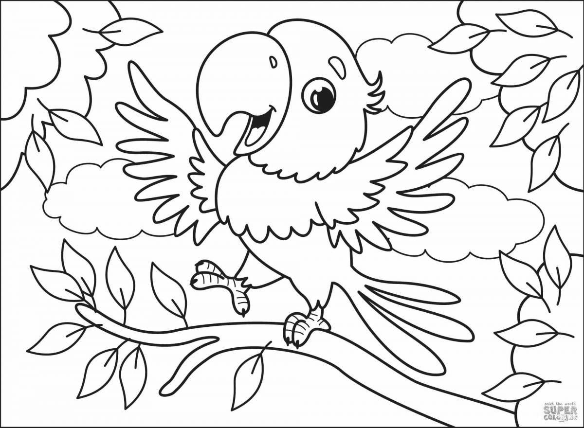 Потрясающая раскраска попугай для детей 3-4 лет