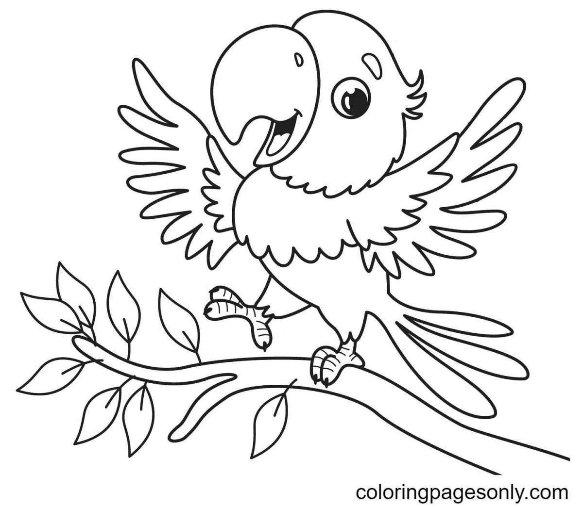 Чудесный попугай раскраски для детей 3-4 лет