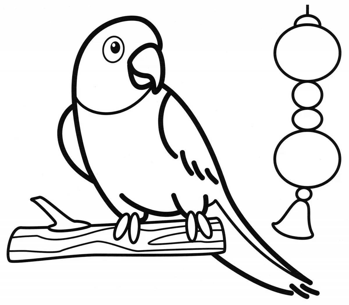 Впечатляющая раскраска попугай для детей 3-4 лет