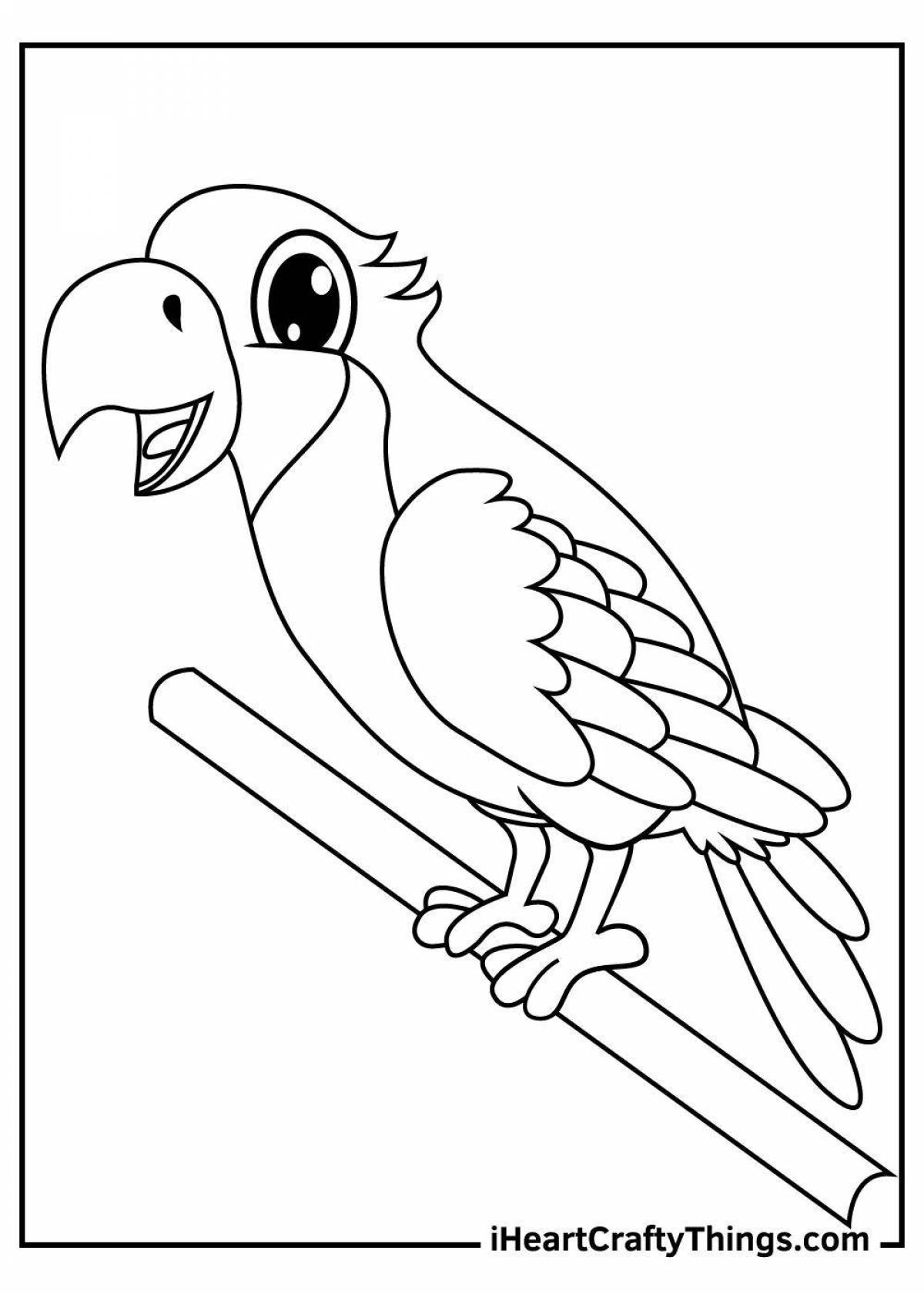 Раскраска сказочный попугай для детей 3-4 лет