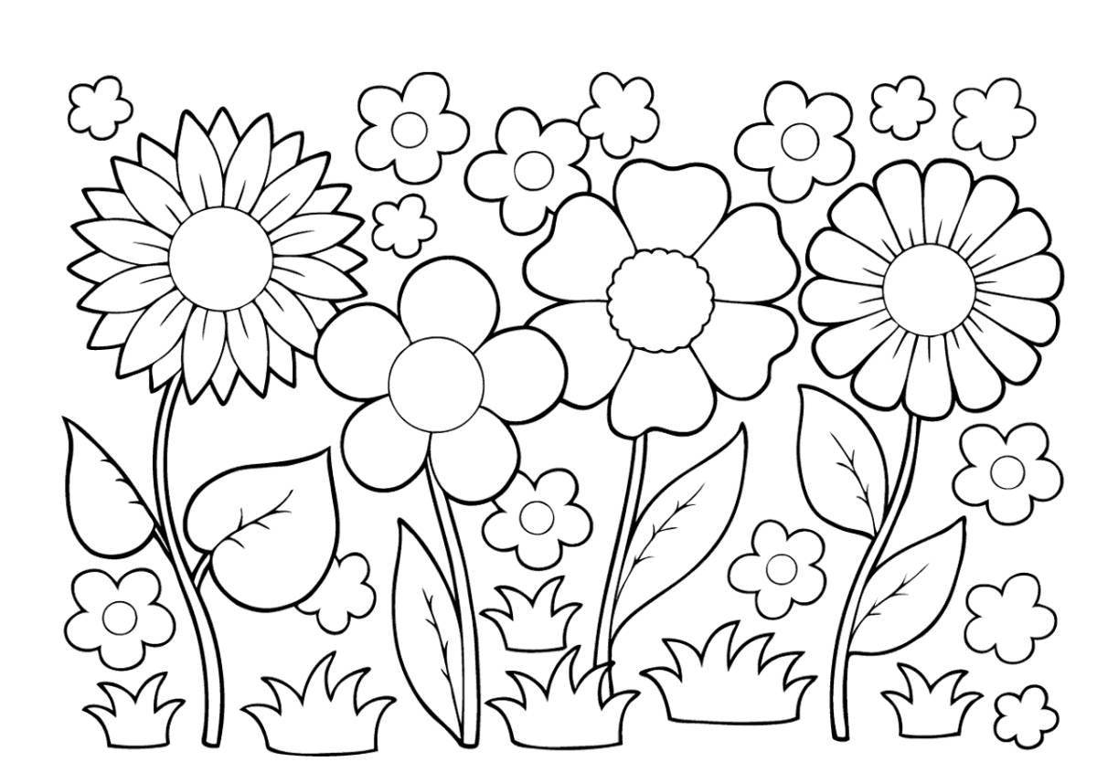 Exotic flower coloring pages for kids 3 4