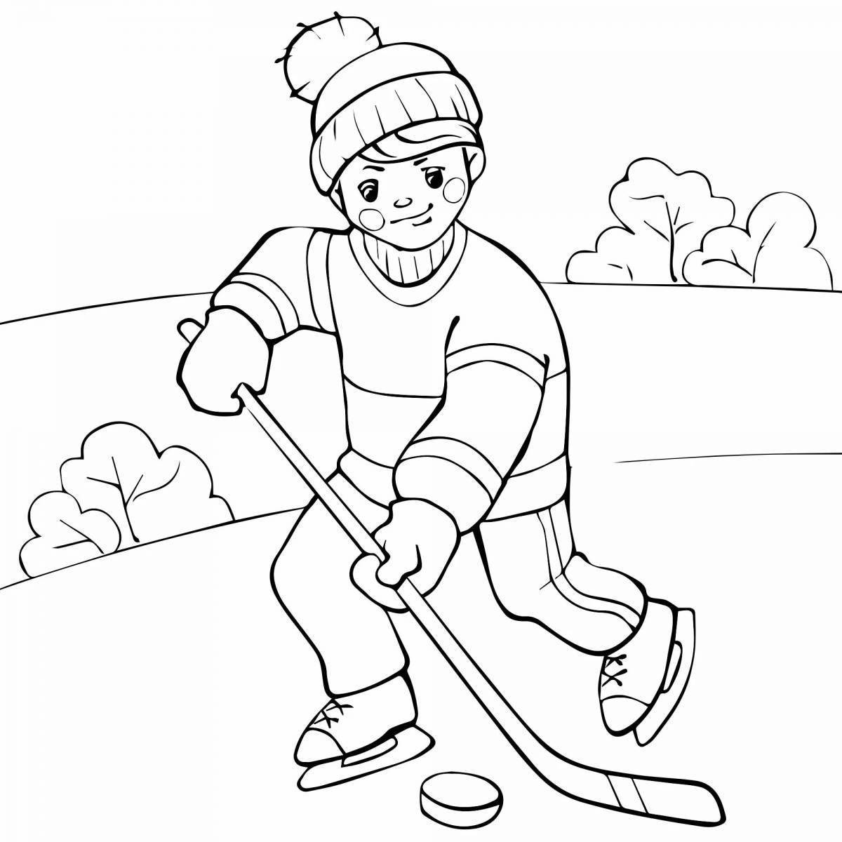 Фото Яркая раскраска зимние виды спорта для малышей.