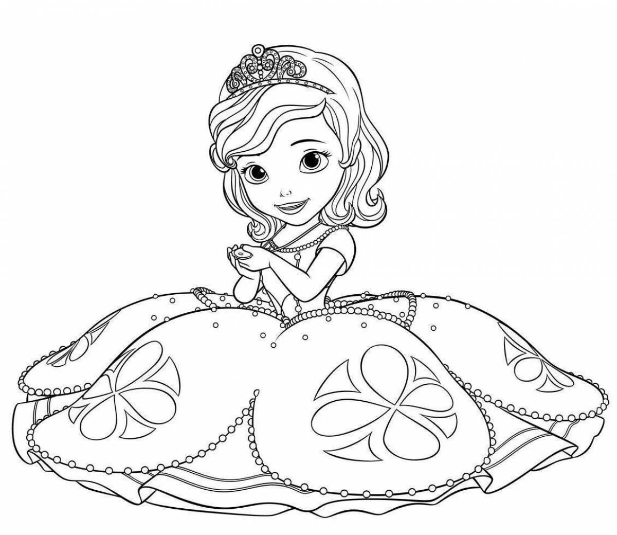 Sparkly princess coloring pages for girls 4-5 years old