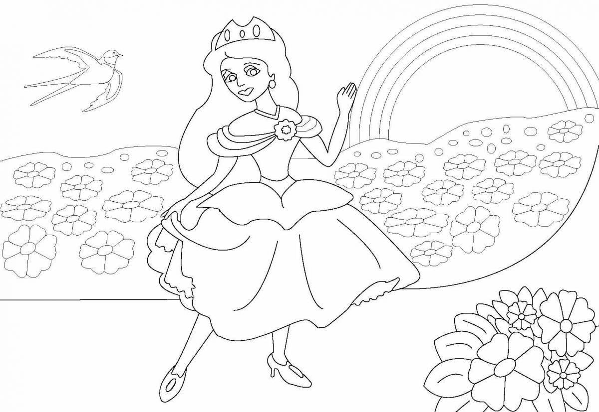 Elegant princess coloring pages for girls 4-5 years old