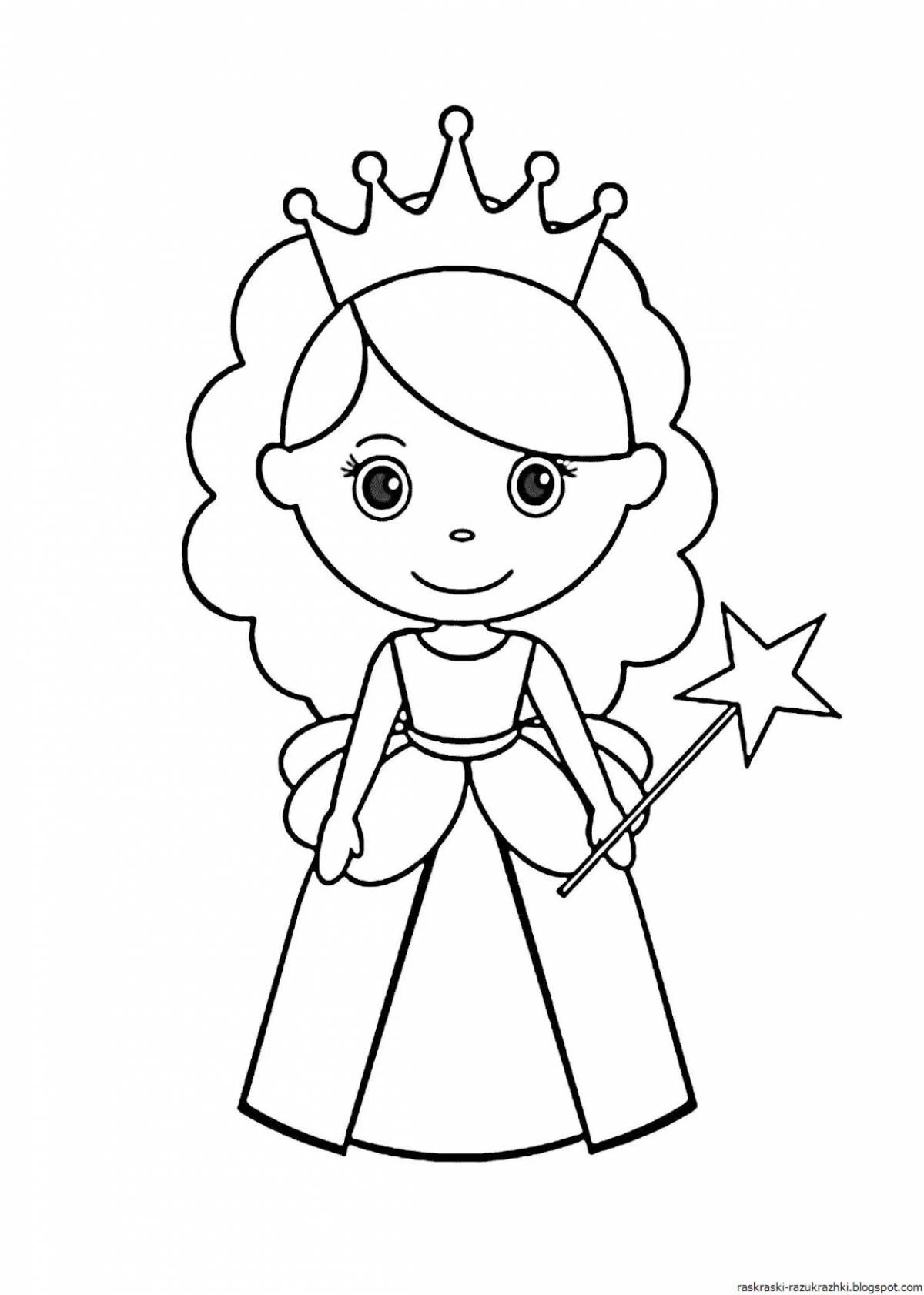 Glitter princess coloring pages for girls 4-5 years old