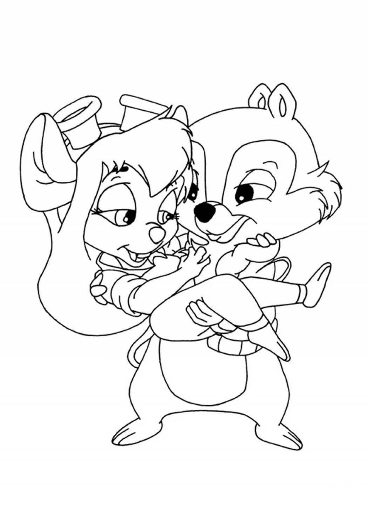 Chip and Dale fun coloring pages for kids