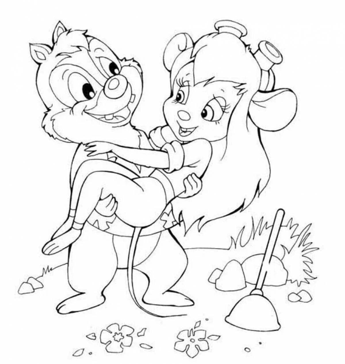 Fun coloring chip and dale for kids