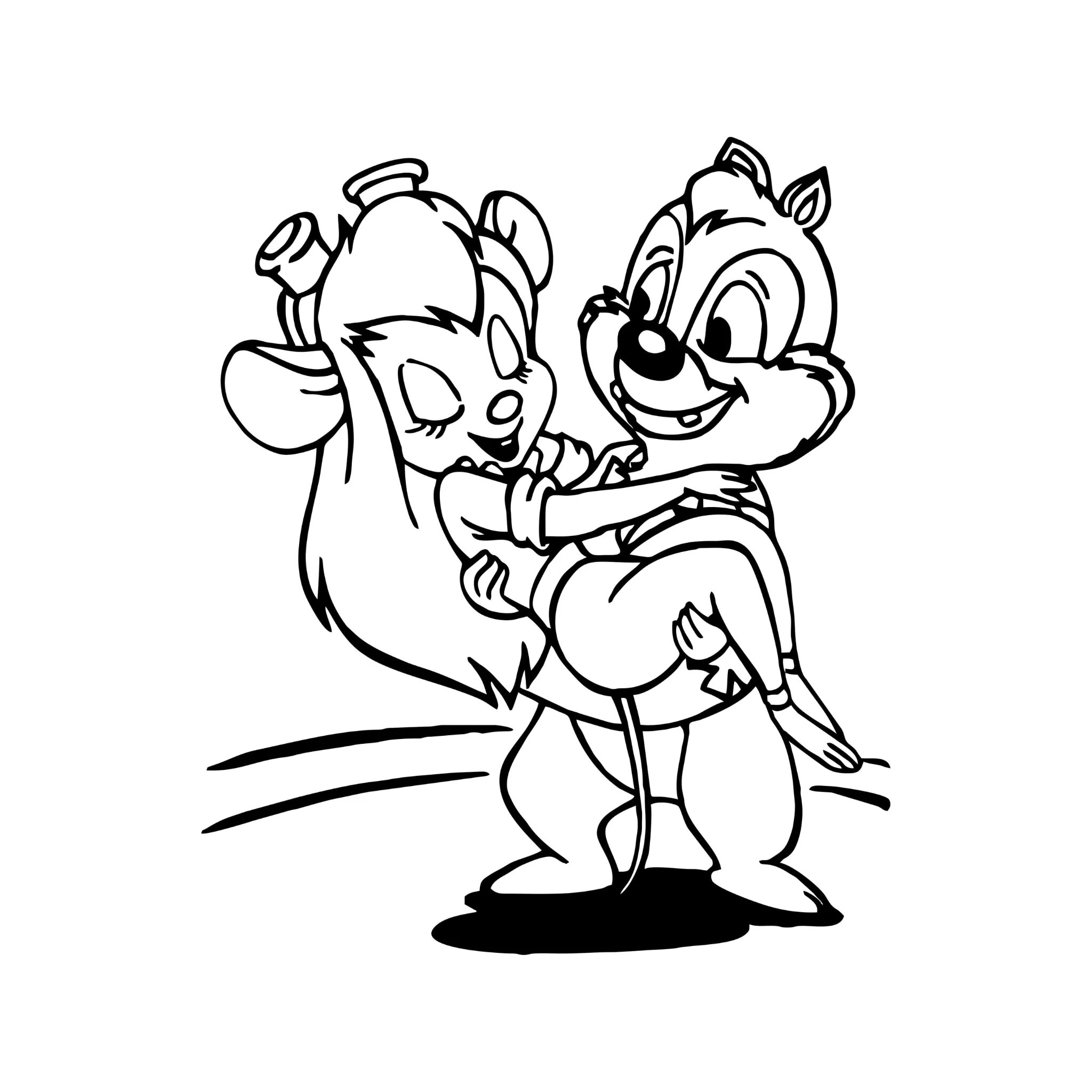 Colourful chip and dale coloring pages for kids