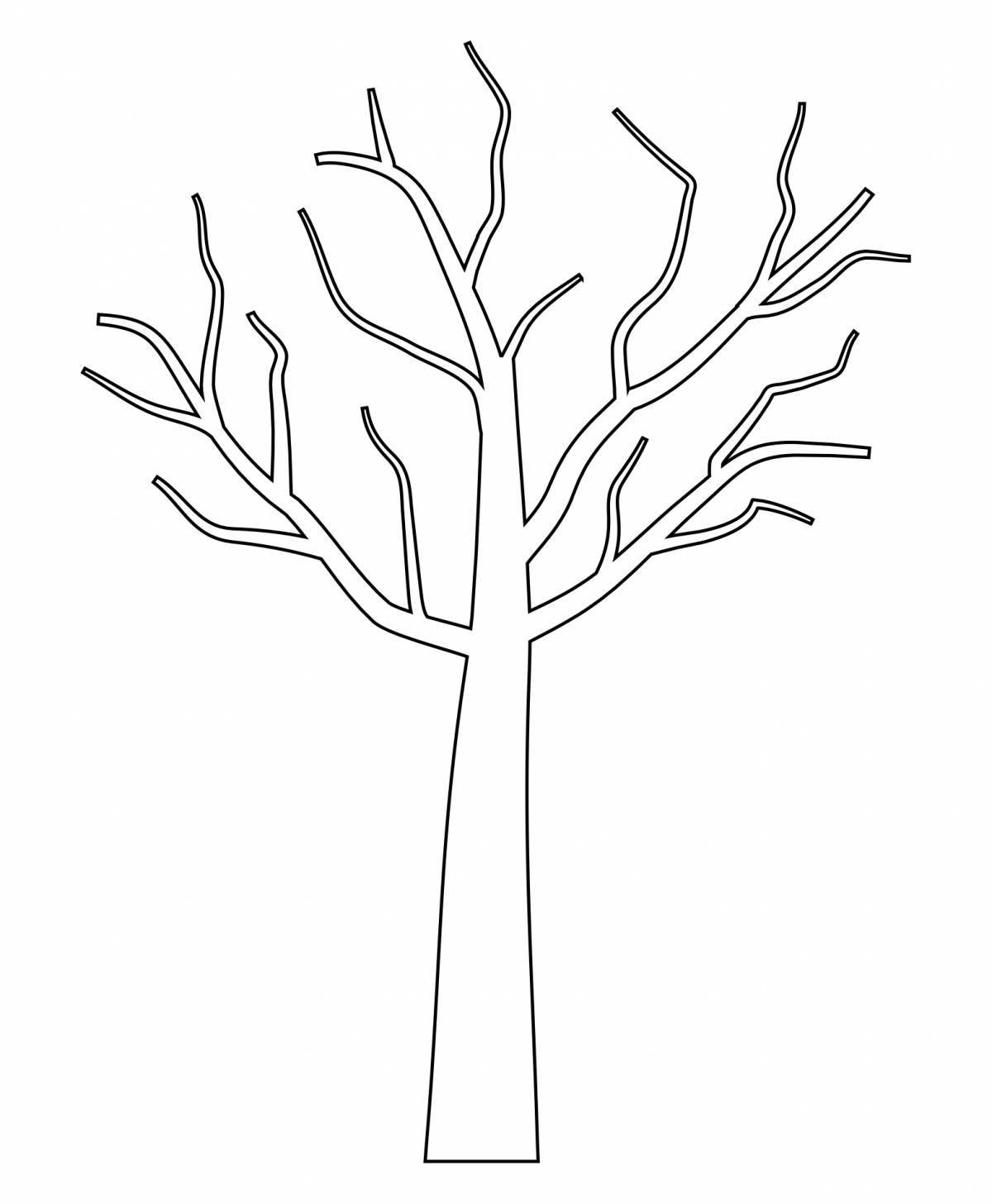 Colorful tree trunk coloring page for kids