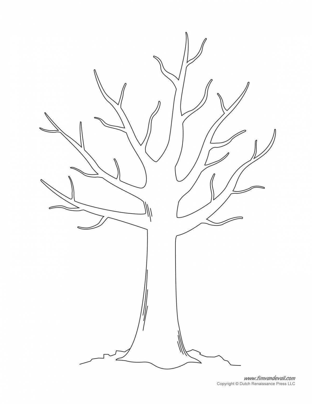 Glowing tree trunk coloring page for kids