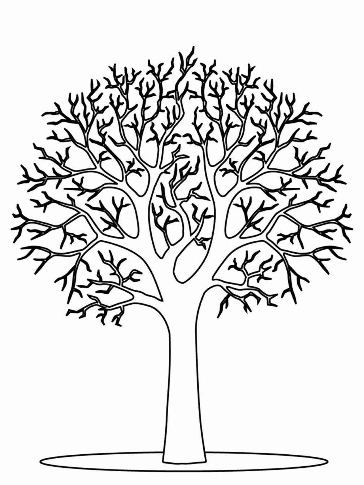 Joyful tree trunk coloring page for babies
