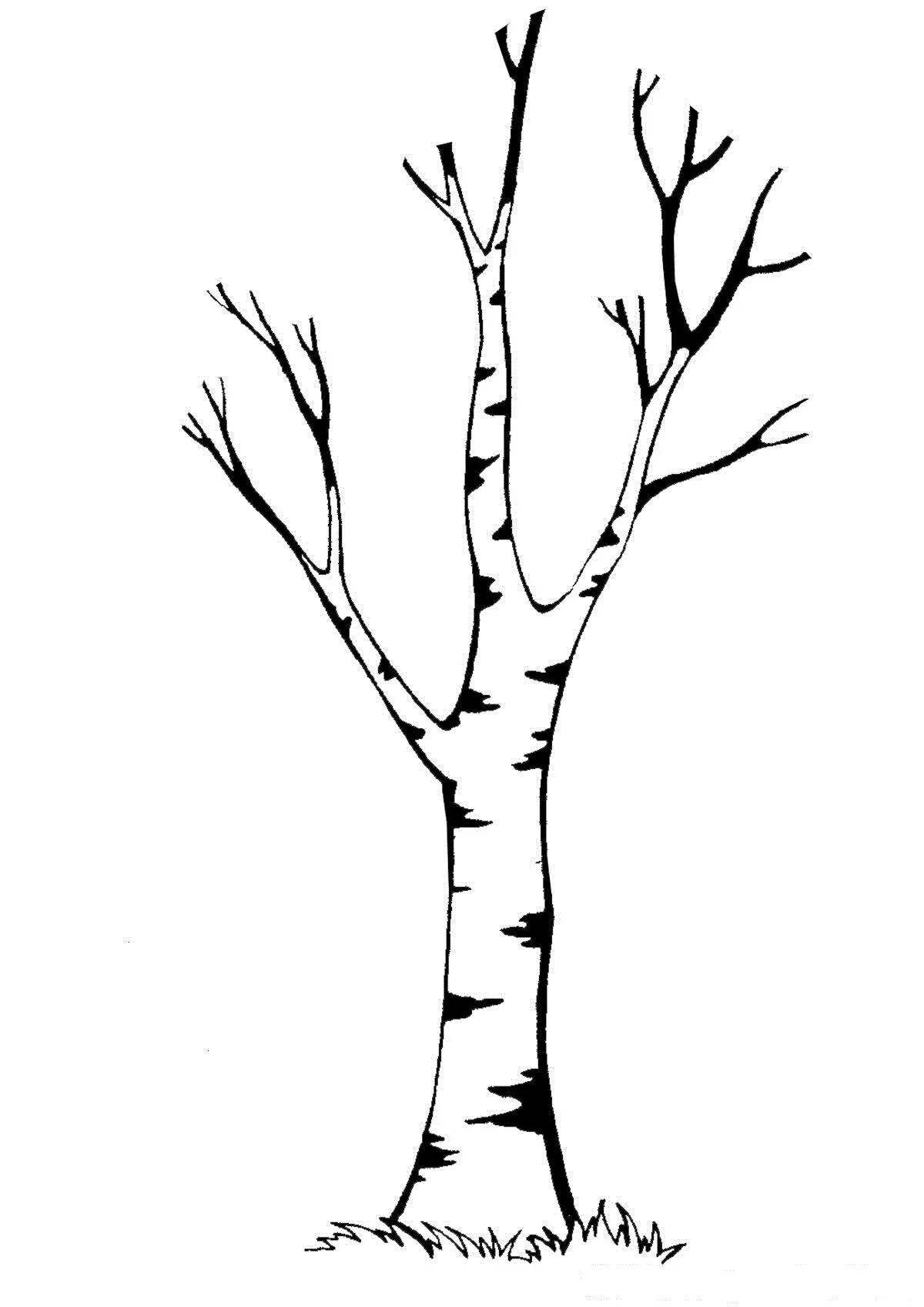 Colorful tree trunk coloring page without leaves