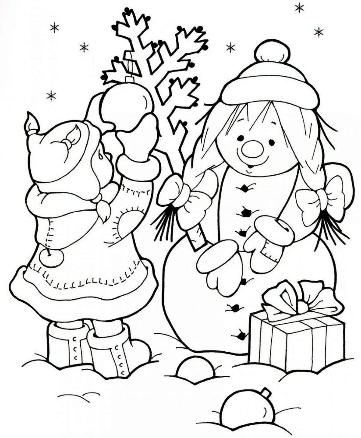 Exciting winter coloring book for kids