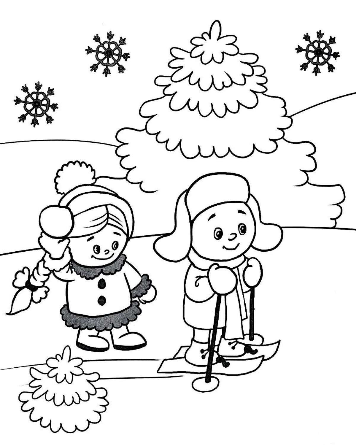 Animated winter coloring book for children 6 years old