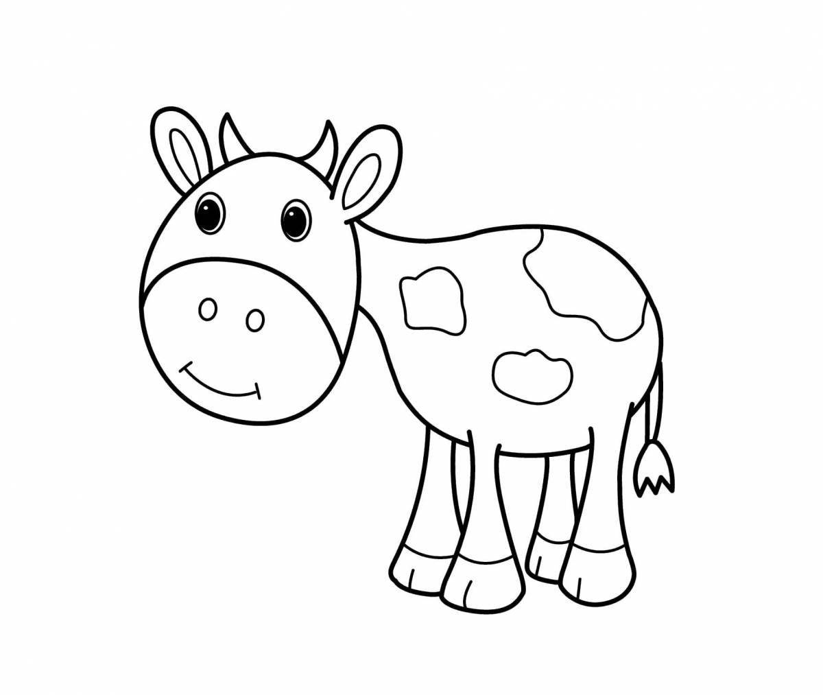 Раскраска яркая корова для детей 3-4 лет