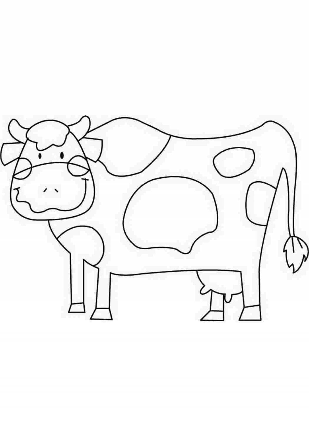 Violent cow coloring book for children 3-4 years old