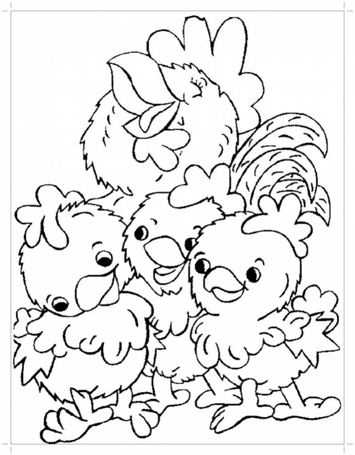 Раскраска «яркие цыплята» для детей 6-7 лет