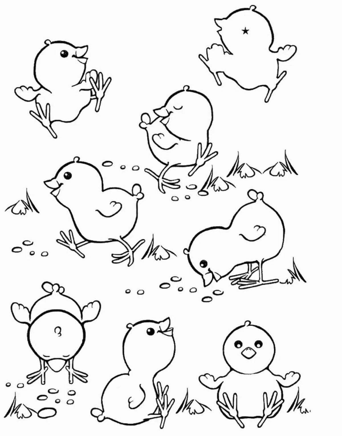Rampant chickens coloring pages for 6-7 year olds