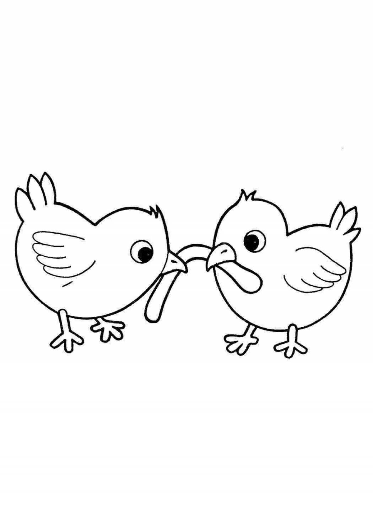 Photo Fun coloring pages with chickens for kids 6-7 years old