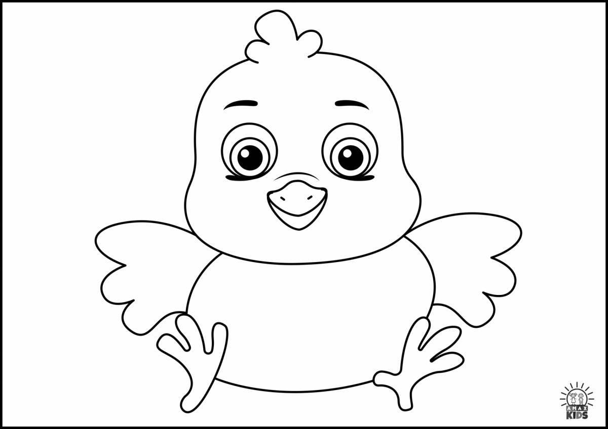 Funky chickens coloring page for children 6-7 years old