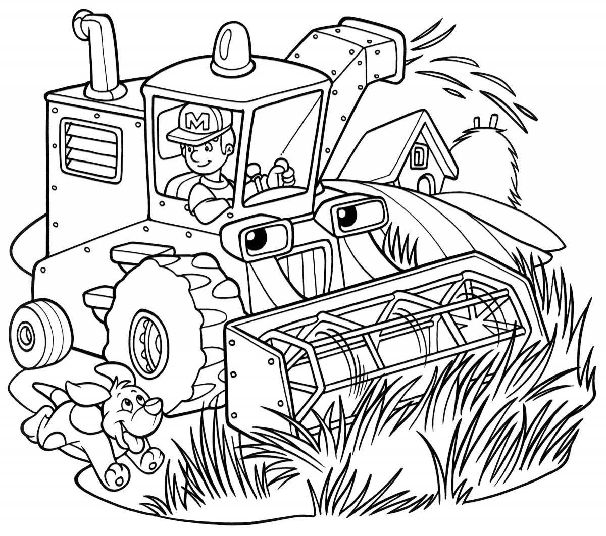 Pre-k playful harvester coloring page