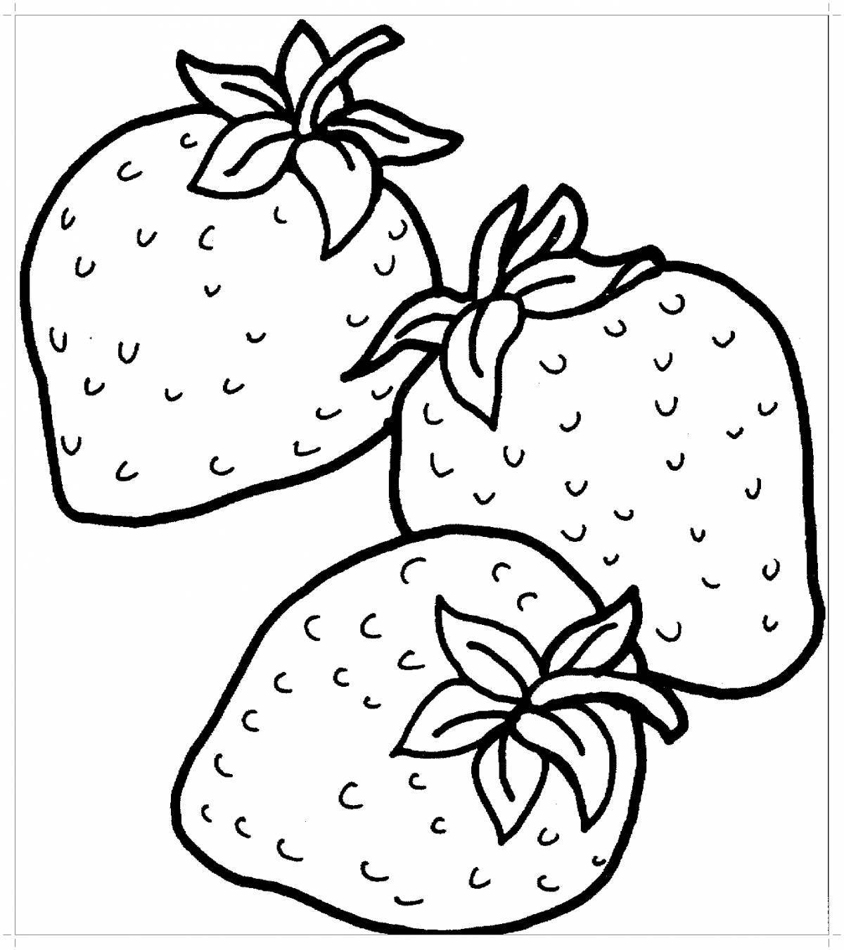 Bright strawberry coloring book for children 3-4 years old