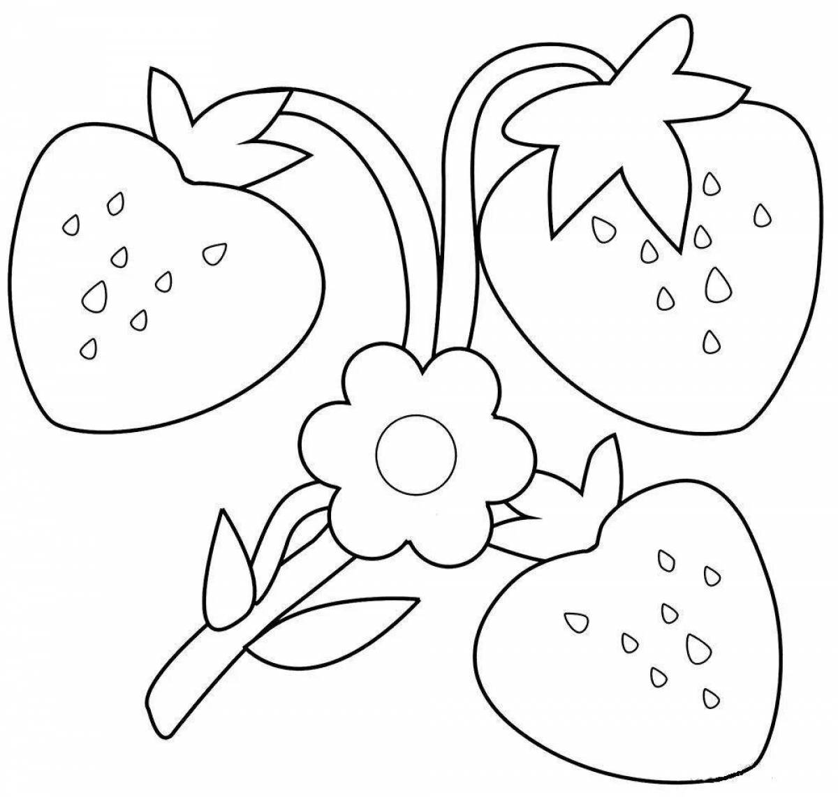Gorgeous strawberry coloring book for 3-4 year olds