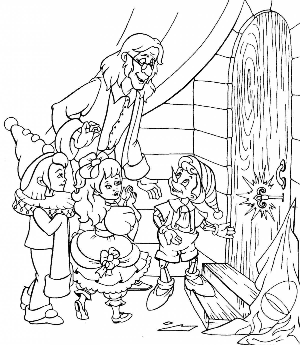 Pinocchio fairy tale coloring book for children 4-5 years old