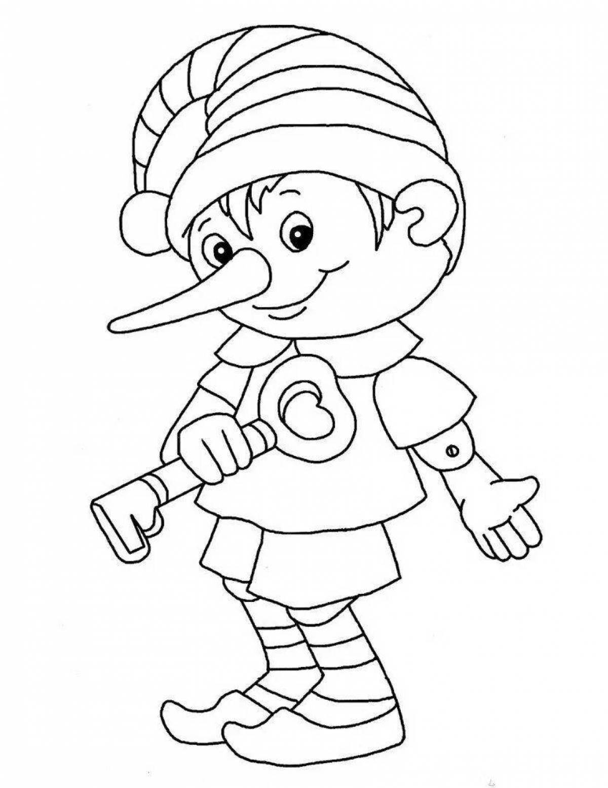 Fancy Pinocchio Coloring for Preschoolers