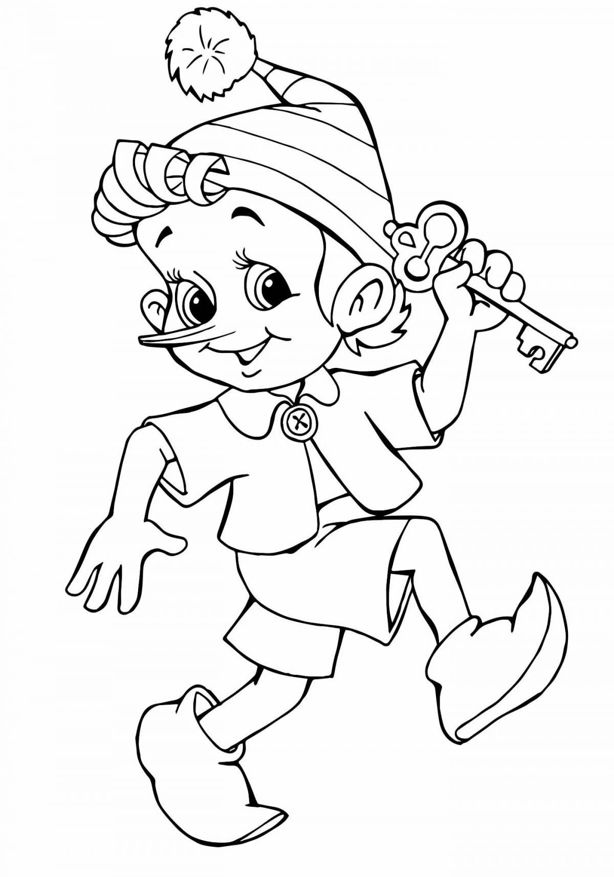 Adorable Pinocchio coloring book for kids