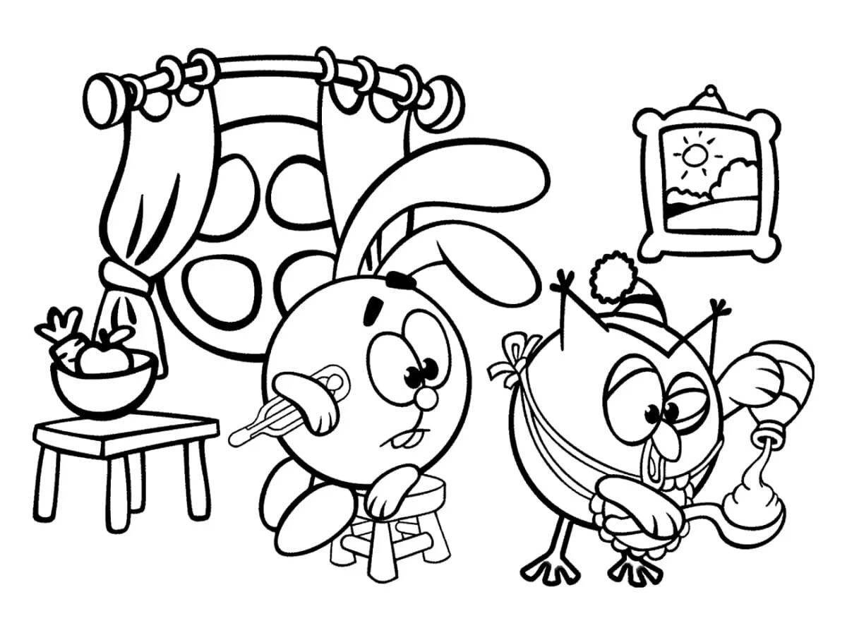 Fun coloring Smeshariki for preschoolers