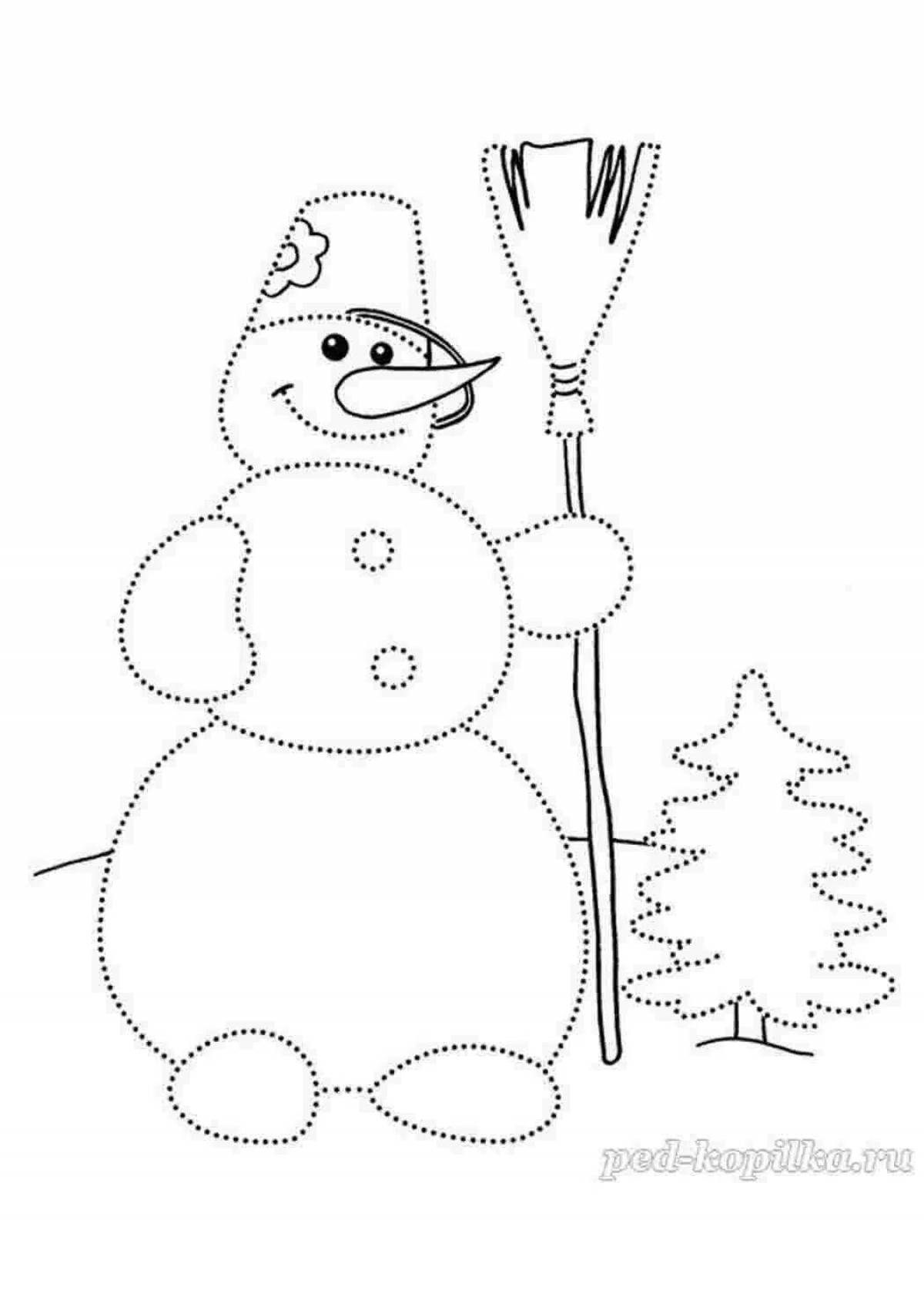 Playful winter coloring book for children 2-3 years old