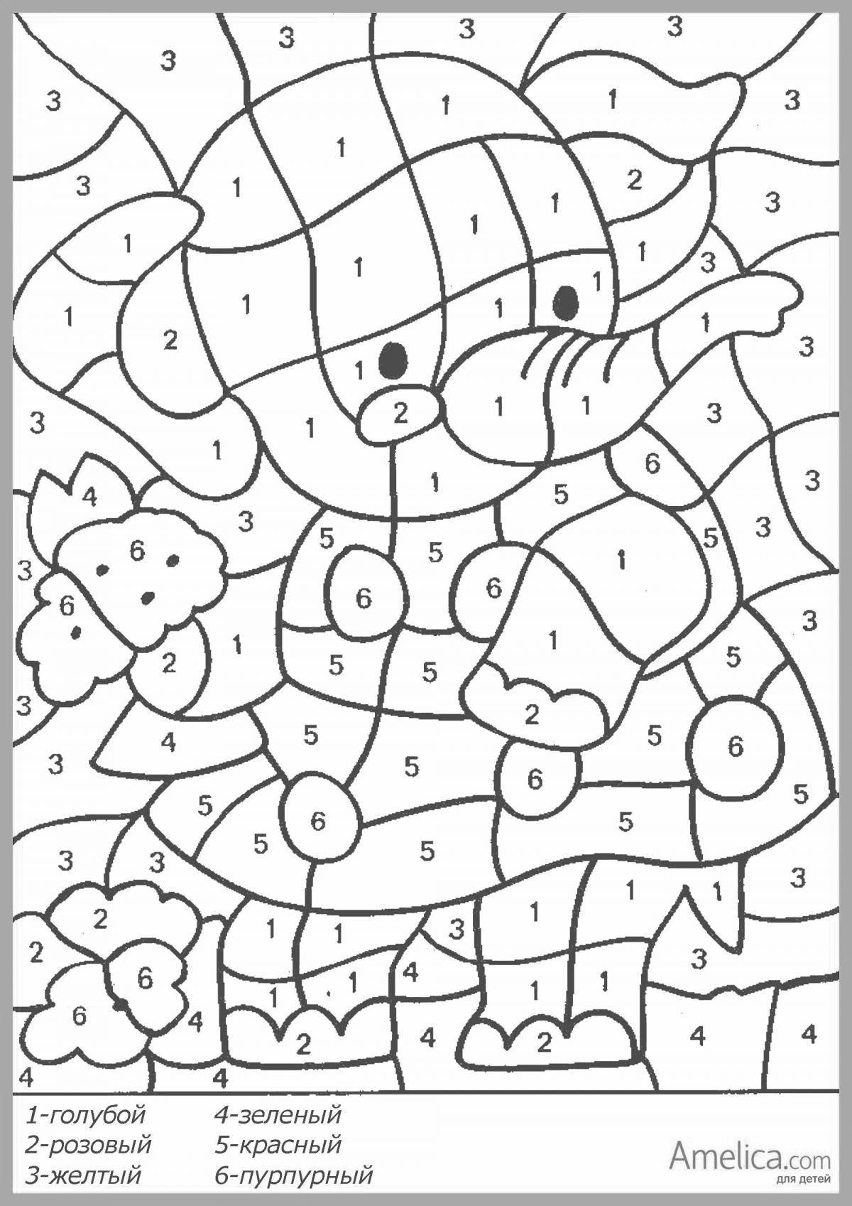 Complex coloring by numbers for children 5-7 years old