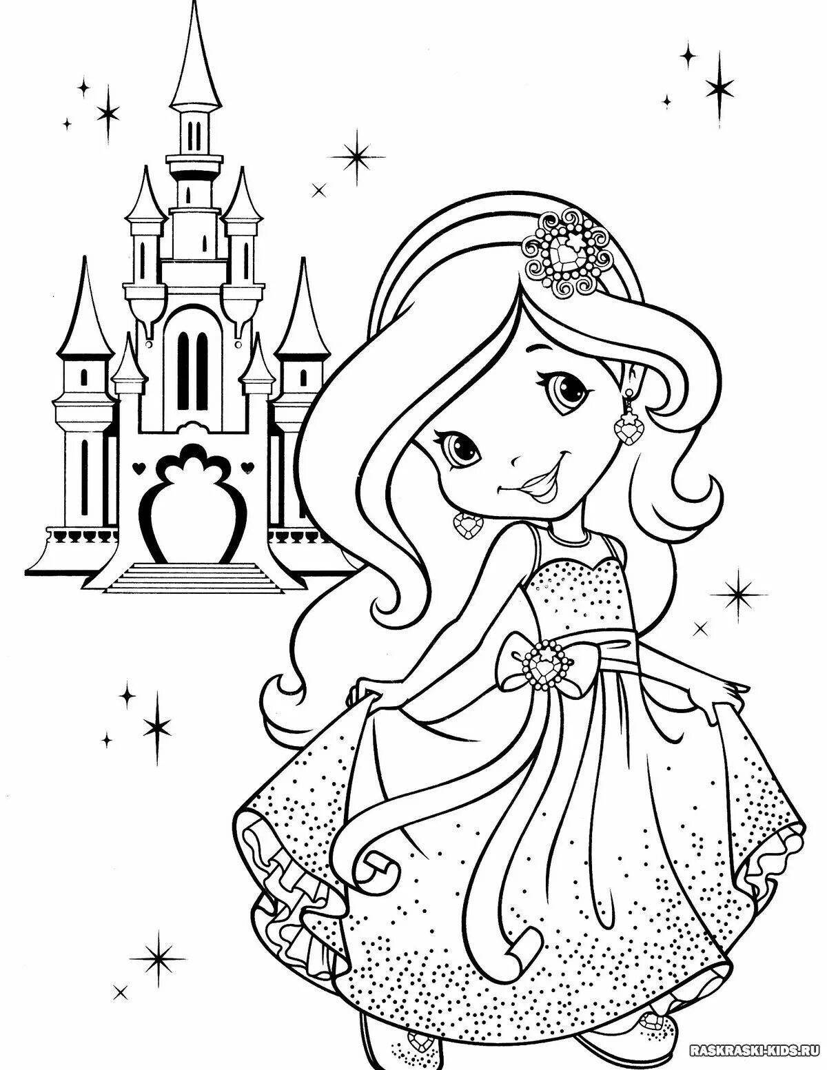 Exotic coloring book for children 3-4 years old for girls princess
