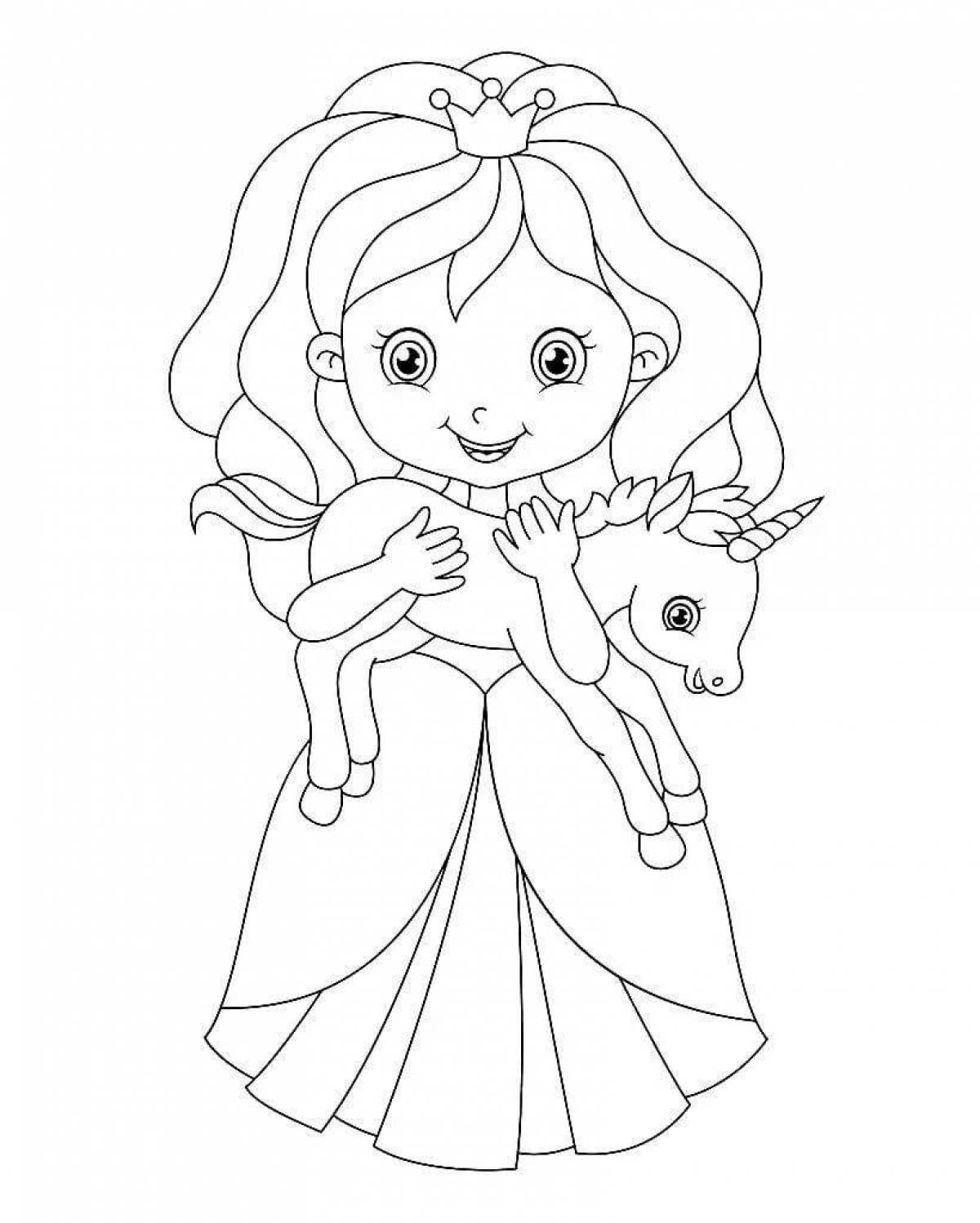 Dazzling coloring book for 3-4 year olds for girls princess
