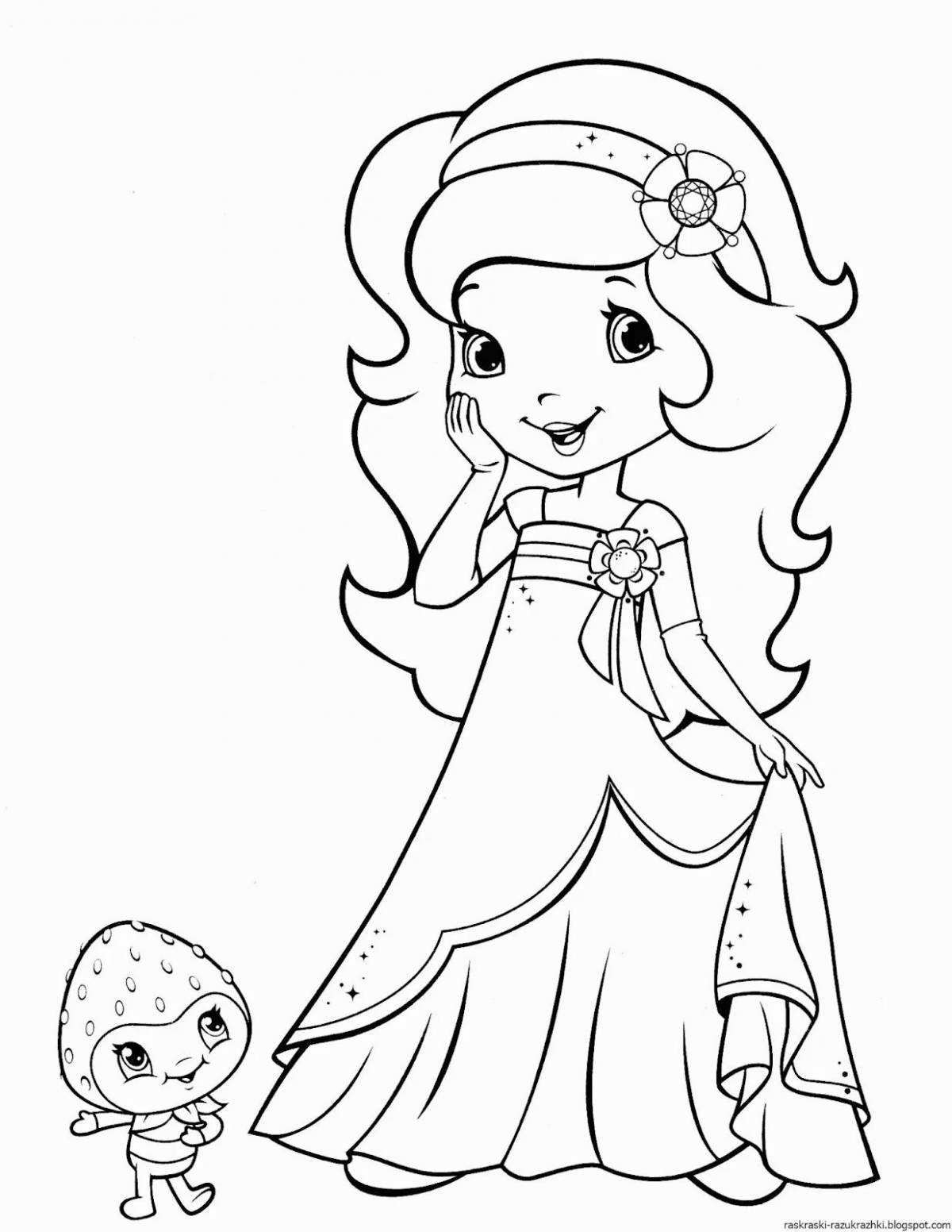 Glamorous coloring book for children 3-4 years old for girls princess