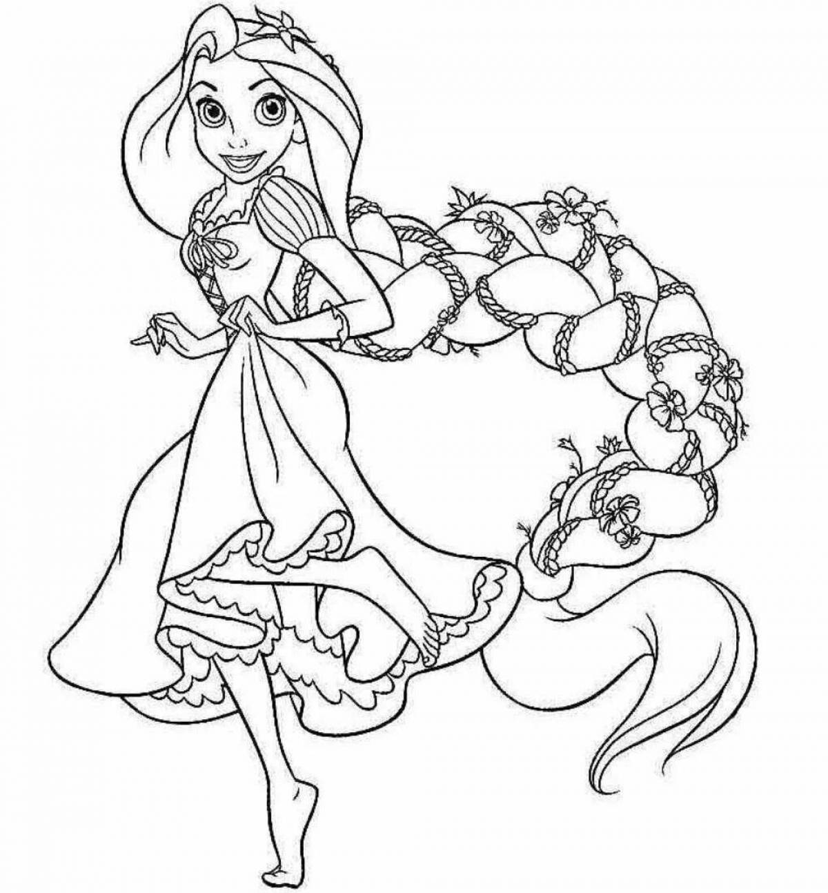 Colorful Rapunzel coloring book for children 5-6 years old