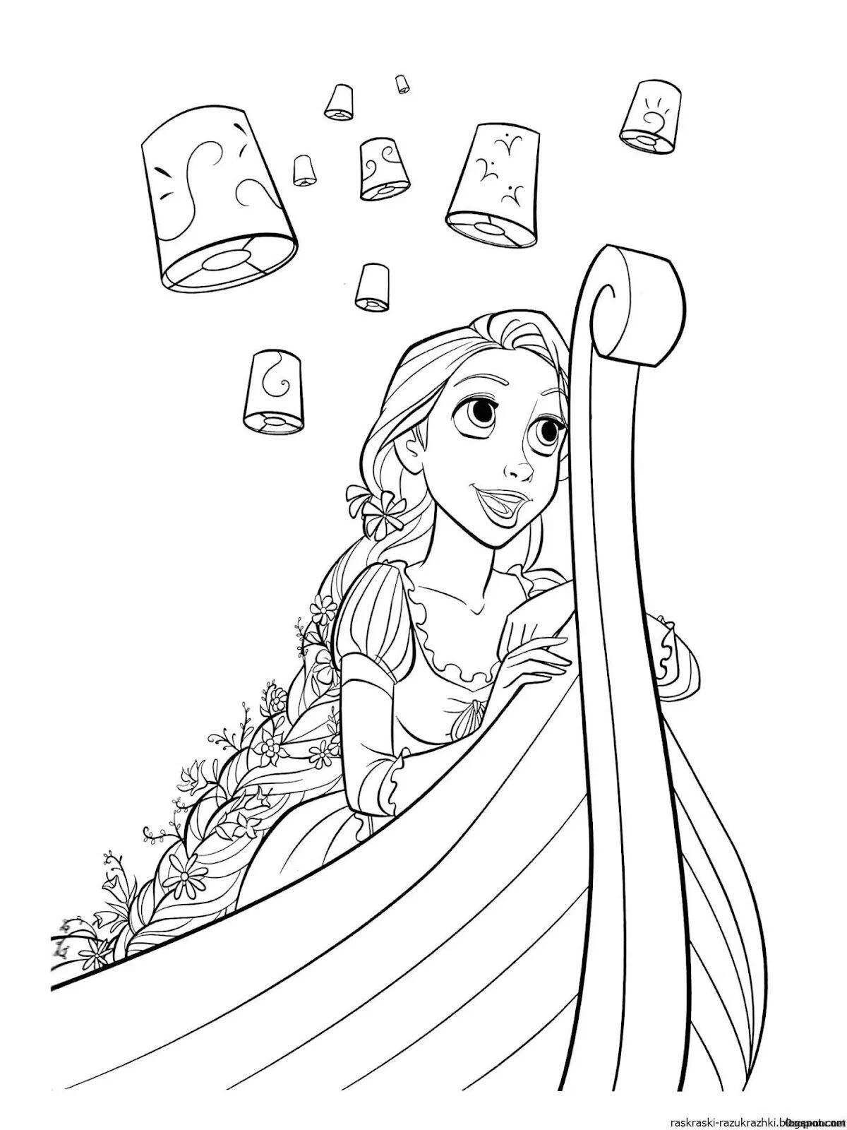 Exotic rapunzel coloring book for kids 5-6 years old