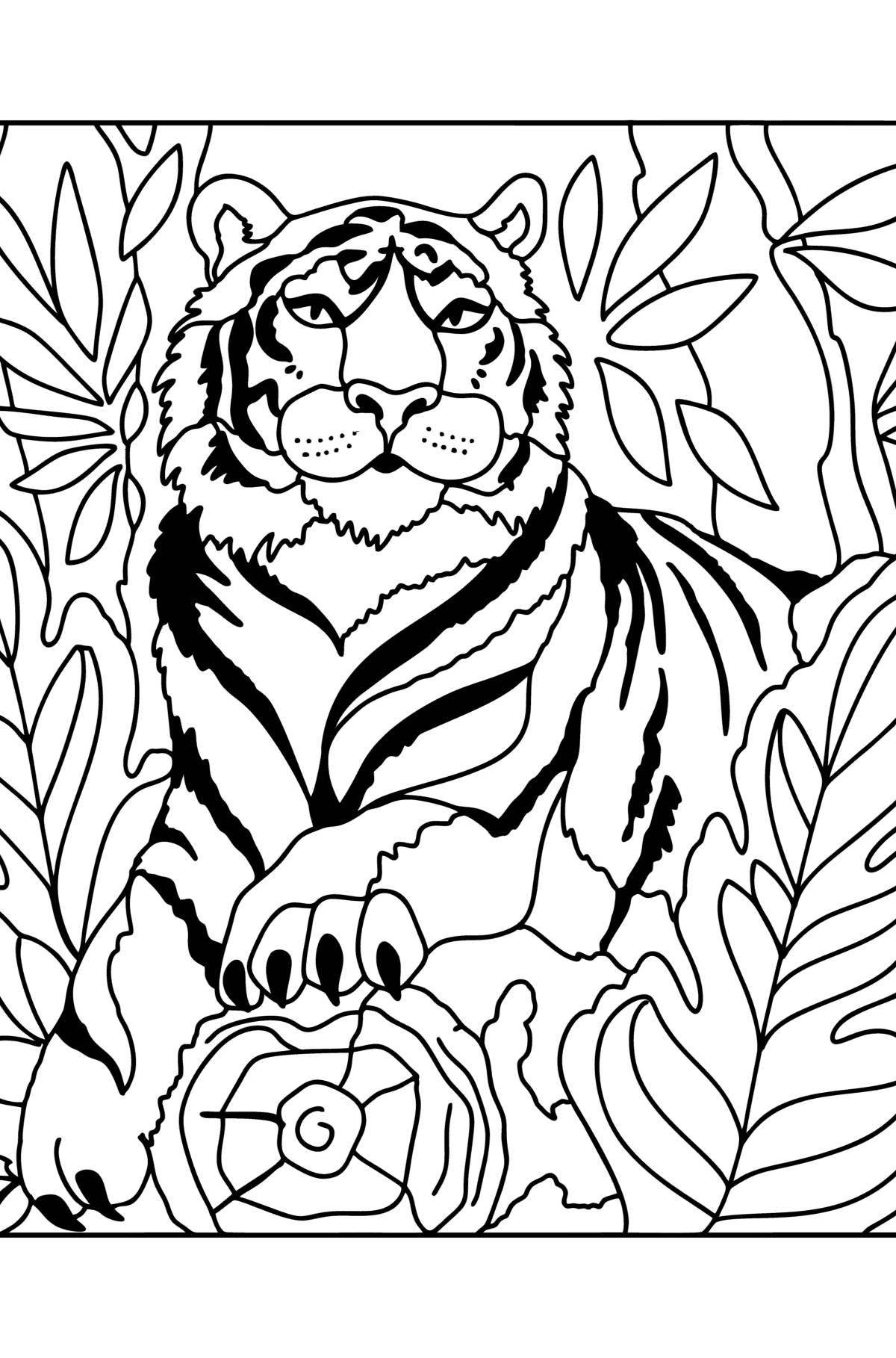 Playful tiger coloring book for children 6-7 years old