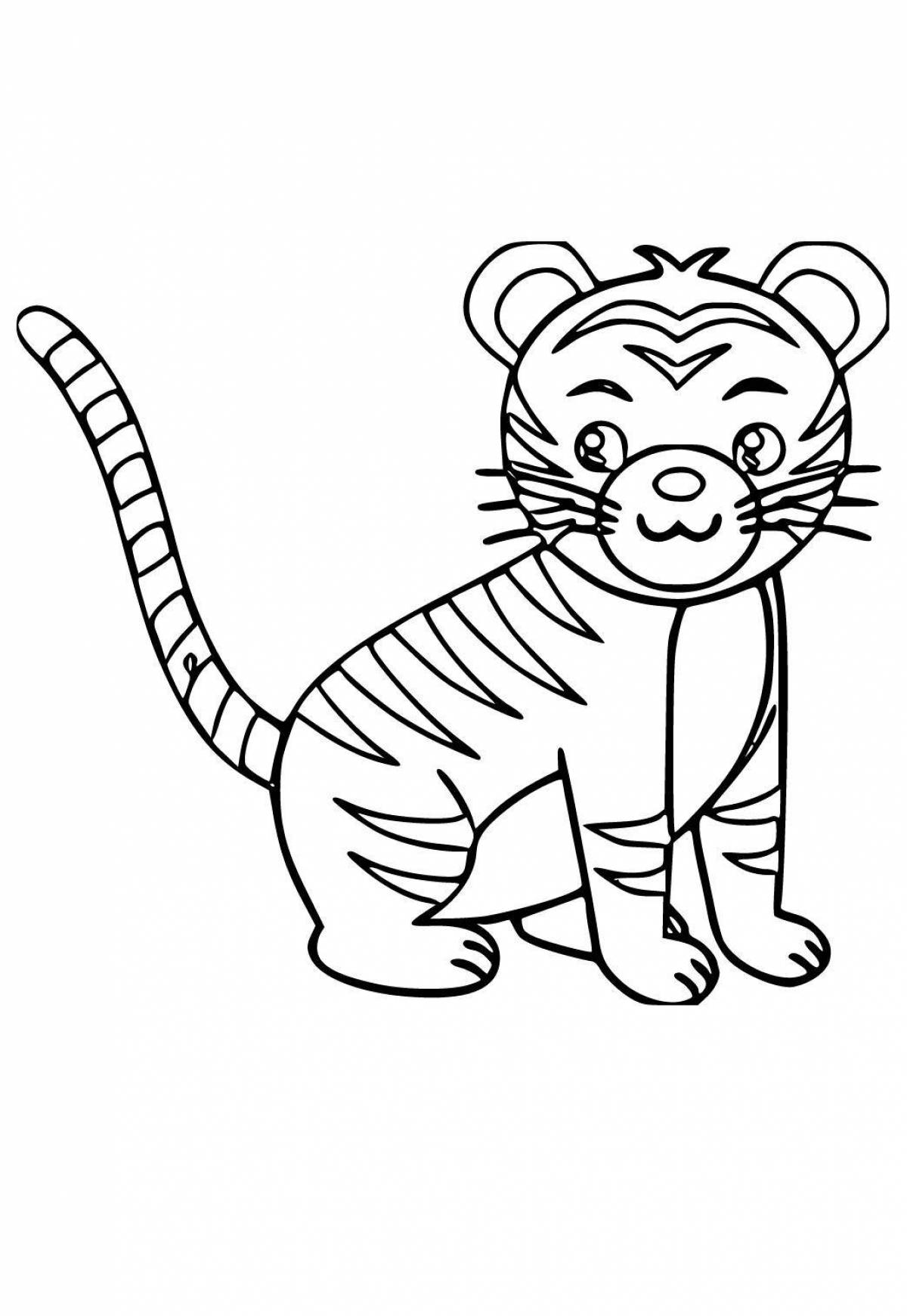 Delicate tiger coloring book for children 6-7 years old